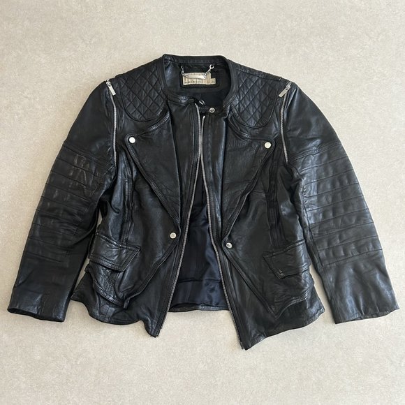 Karen Millen Quilted Panel Leather Jacket ASO Clary Fray - Picture 6 of 16